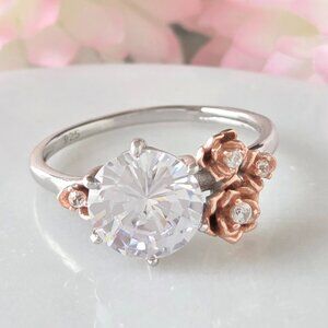 Flower Ring, solid 925 Sterling Silver Charmed Aroma Floral Collection